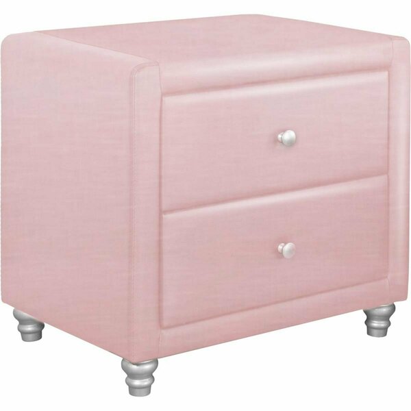 Homeroots 20 x 20.9 x 19.3 in. Pink Upholstered 2 Drawer Nightstand 396984